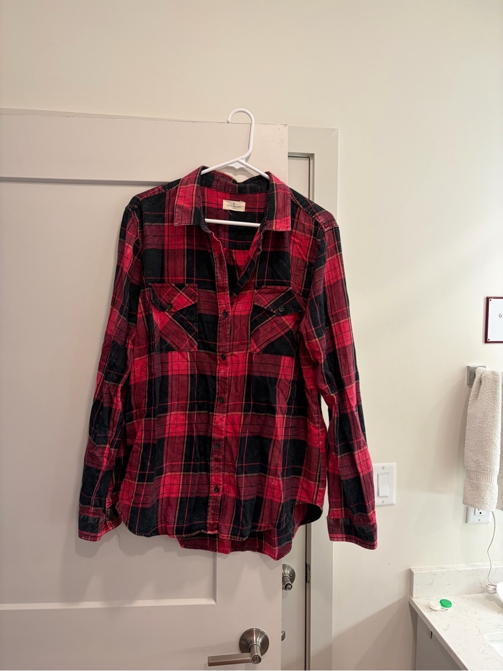 Thread & Supply Red and Black Plaid Button-Down Shirt